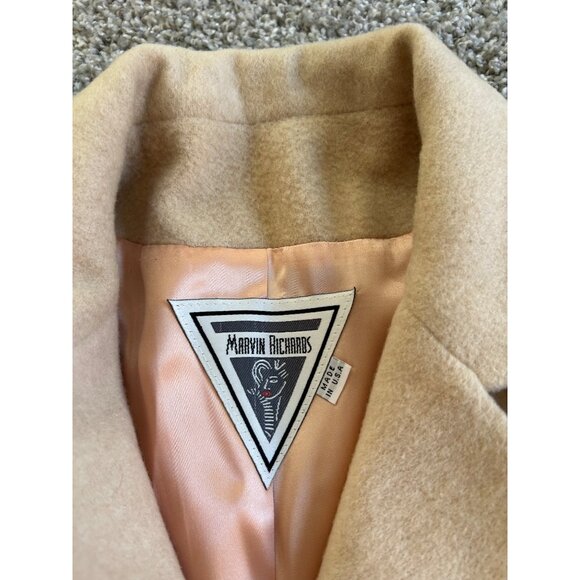 Marvin Richards Womens Sz 2 Wool & Cashmere Blend Coat Beige Lining Button Closu - Picture 9 of 16